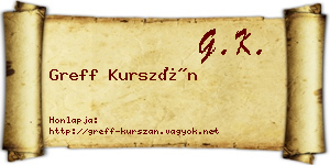 Greff Kurszán névjegykártya